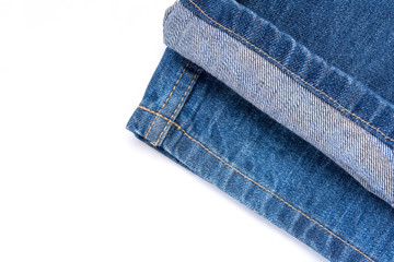 Denim jean on white background