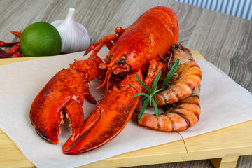 Lobster and shrimps