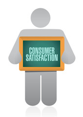Consumer Satisfaction holding board sign concept