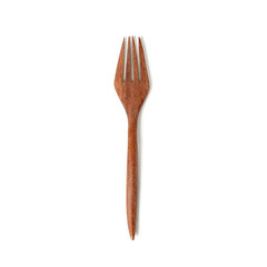 Wooden fork isolated on white background