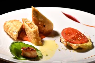 Seafood wrap stuffed with lobster and Scallops / fine dining