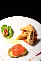 Seafood wrap stuffed with lobster and Scallops / fine dining