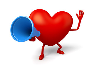 The 3d heart is talking with the speaker