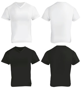 Black and White V-Neck Shirt Design Template