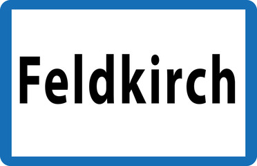 Austrian Road City Sign of Feldkirch Vector Illustration