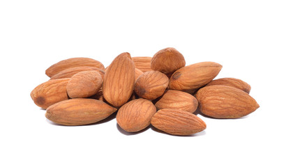 raw almond nuts isolated on white background