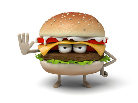 The 3d hamburger’s posture is very personal