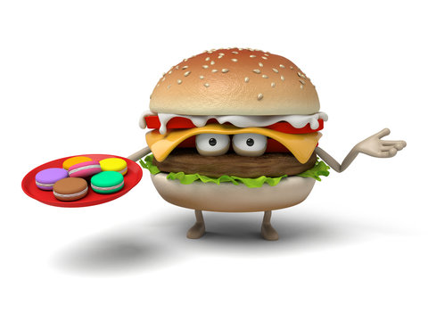 The 3d hamburger and doughnut
