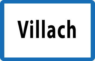 Austrian Road City Sign of Villach Vector Illustration