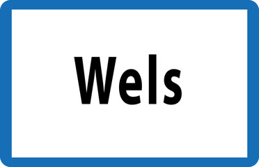 Austrian Road City Sign of Wels Vector Illustration