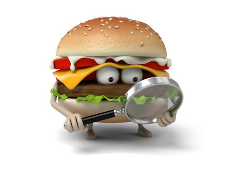 The 3d hamburger and a magnifier