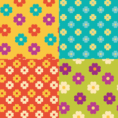 Four flower seamless pattern