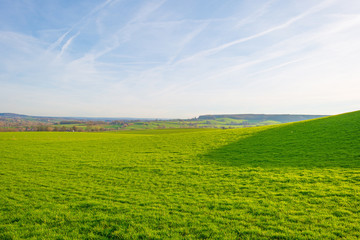 Sunny meadow on a hill in winter