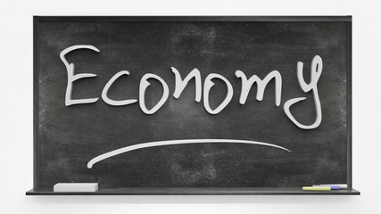 Economy written on blackboard