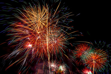 Beautiful firework display for celebration Happy new year 2016,