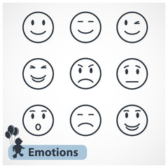 Faces emotions icons set