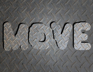 Metal text on background