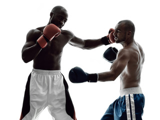 men boxers boxing isolated silhouette