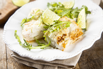 Fried cod fish with lime