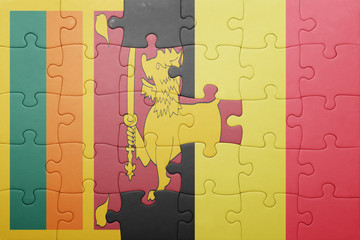 puzzle with the national flag of sri lanka and belgium