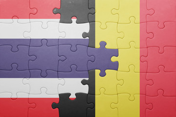 puzzle with the national flag of thailand and belgium