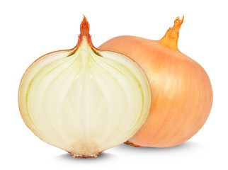 onion and slice isolated on white background