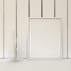Empty picture in frame shabby chic, vintage style. Scandinavian style home interior decoration. Copy paste image.