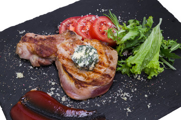 Grilled pork chop with vegetables