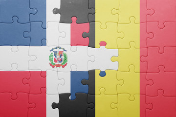 puzzle with the national flag of dominican republic and belgium