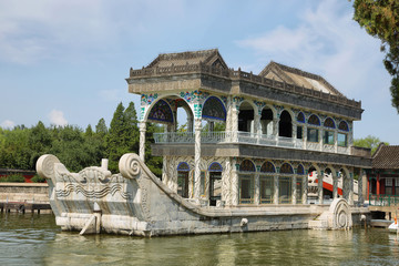 Fototapeta na wymiar Marble boat at the summer palace