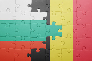 puzzle with the national flag of bulgaria and belgium