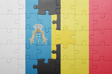 puzzle with the national flag of canary islands and belgium