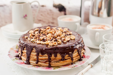 Chocolate and Hazelnut Crepe Cake