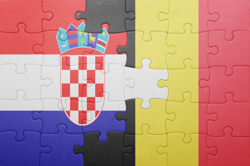 puzzle with the national flag of croatia and belgium