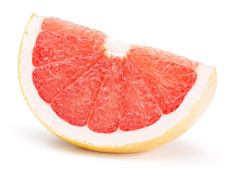red grapefruit slice isolated on the white background