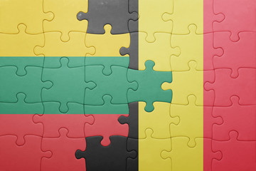 puzzle with the national flag of lithuania and belgium