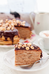 A Slice of Chocolate, Hazelnut and Cottage Cheese Crepe Cake