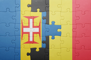puzzle with the national flag of madeira and belgium