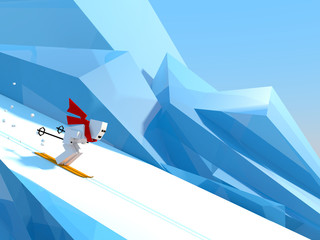 man skiing down a slope