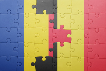 puzzle with the national flag of romania and belgium
