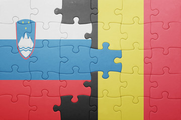 Fototapeta premium puzzle with the national flag of slovenia and belgium