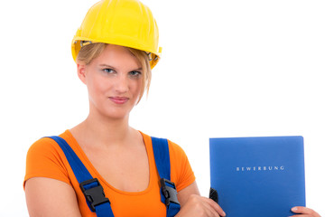 junge frau bewirbt sich