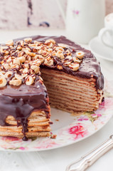 A Slice of Chocolate, Hazelnut and Cottage Cheese Crepe Cake