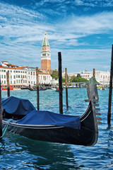 Gondola moored in the Grand Canal, Venice