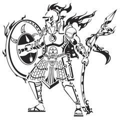 Illustration of Black Spartan. Isolated on white background. 