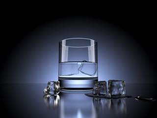 Water Glass with Ice Cubes