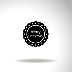 Merry Christmas black badge. Vector icon.