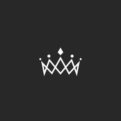 Royal crown logo mockup monogram, jewel tiara princess beauty symbol, thin line design element © Sergii Syzonenko