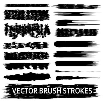 Set of 17 artistic vector brush strokes. 