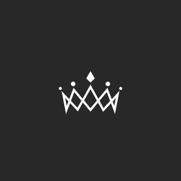 Royal crown logo mockup monogram, jewel tiara princess beauty symbol, thin line design element